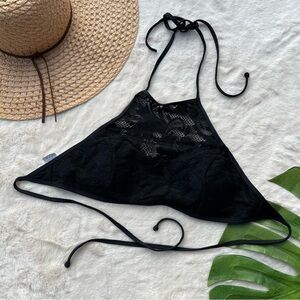 Bond-Eye Black Lace Halter Bikini Top